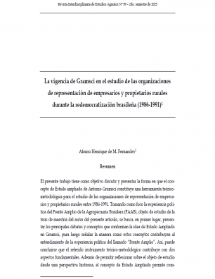 La vigencia de Gramsci en el estudio de las organizaciones de representación de empresarios y propietarios rurales durante la redemocratización brasileña (1986-1991)